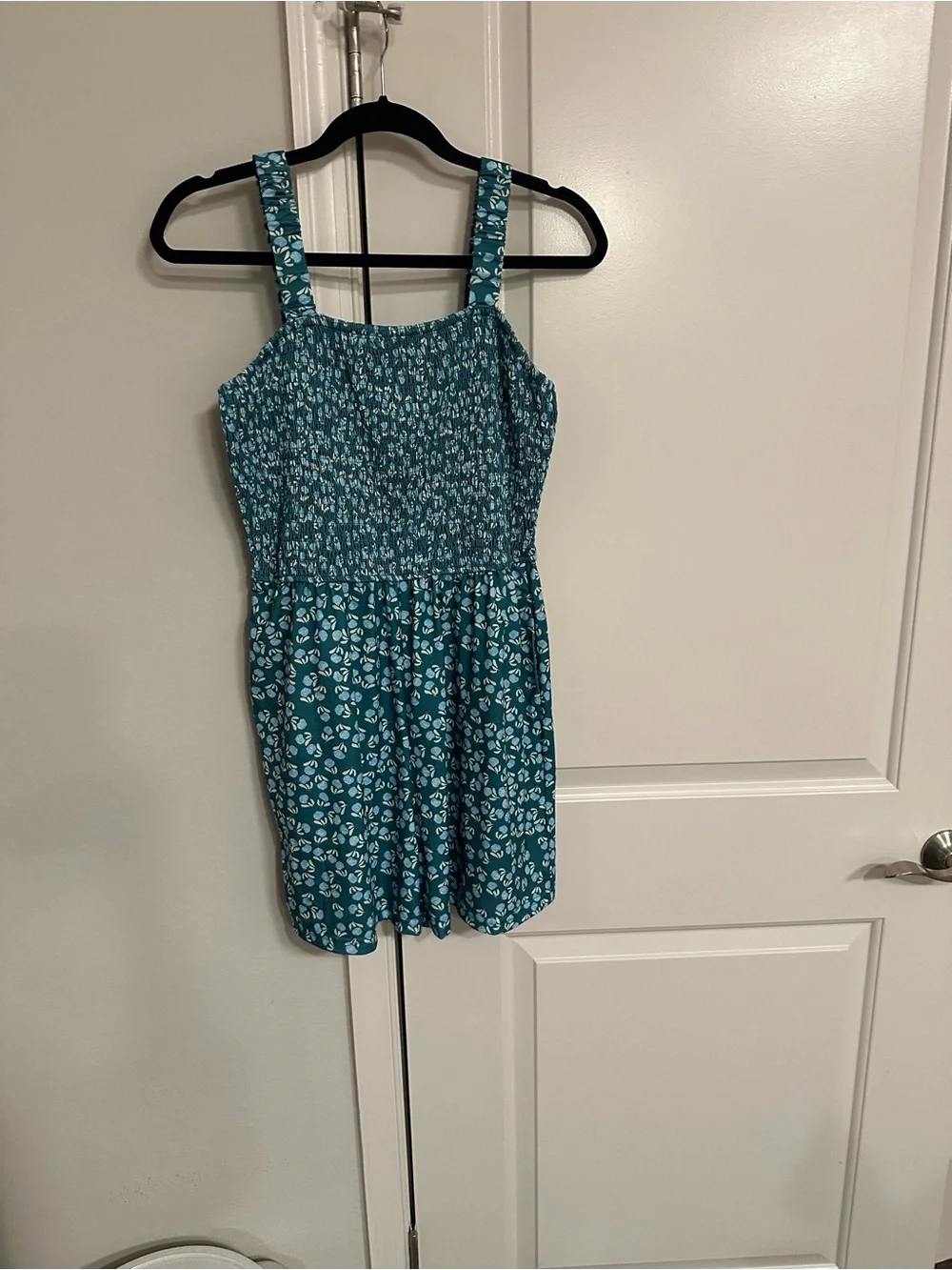 Smocked Floral Blue Women's Shorts Romper
